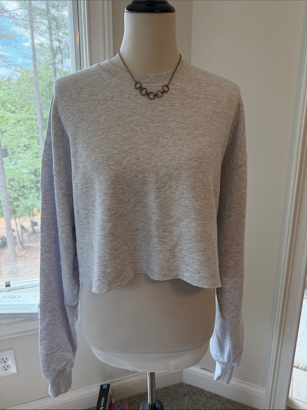 SKIMS Cropped Fleece Sweatshirt, Heather Grey, Medium, VGUC